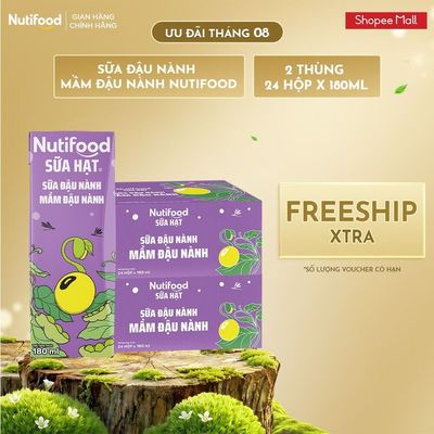 Combo 2 Thùng 24 Hộp Sữa Đậu Nành Mầm Đậu Nành Nutifood Sữa Hạt 180ml