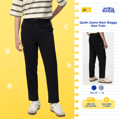 Quần Jeans Nam Yody Dáng Baggy Đen Trơn Thoáng khí Mềm mại TRA MCJE26A007