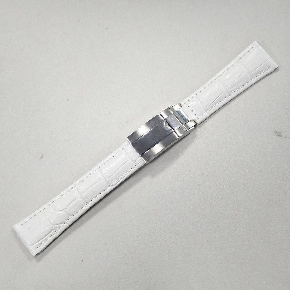 Dành cho Rolex GMT Tudor Seiko 20mm Dây đeo đồng hồ bằng da trắng Dây đeo bằng thép Oyster