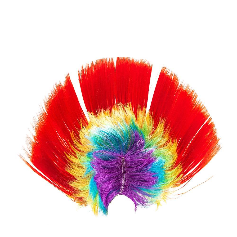 Easyinsmile Rainbow Mohawk Tóc Giả Hallowmas Hóa Trang Punk Mohican Kiểu Tóc Cockscomb Tóc Cosplay G