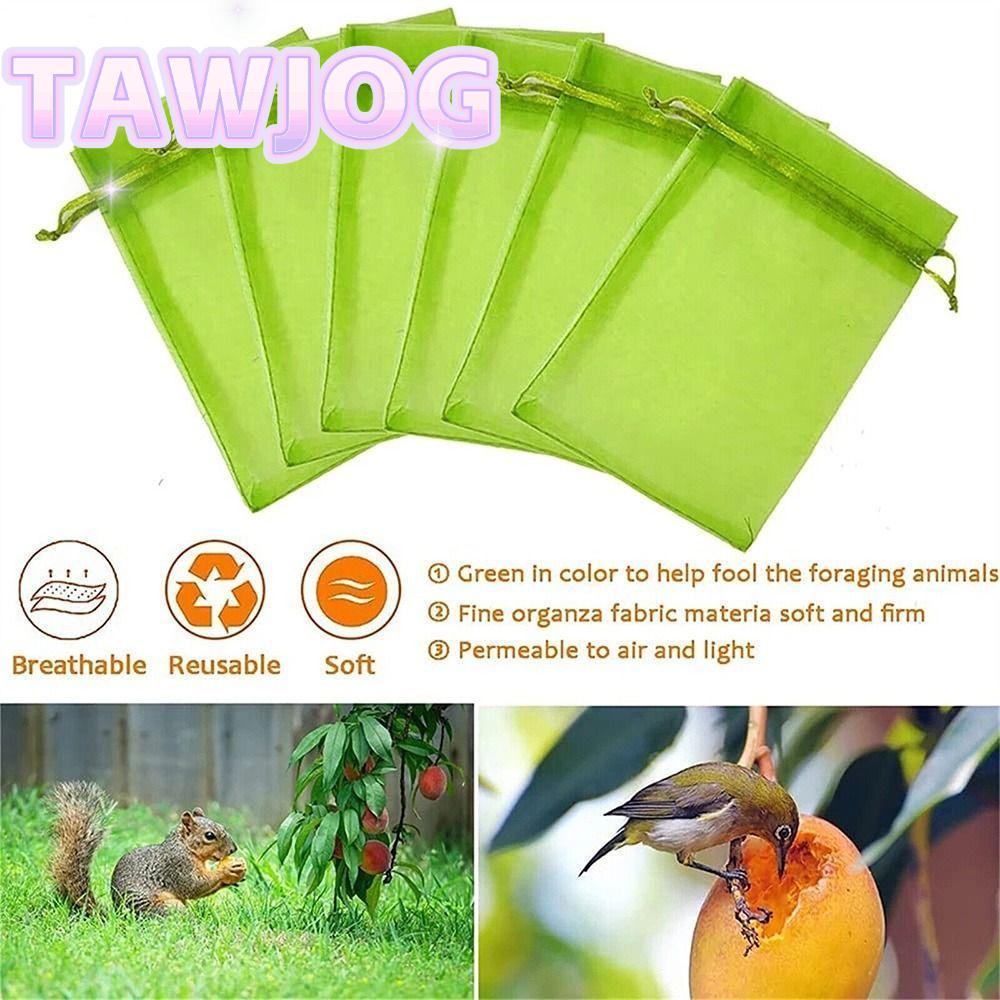 TAWJOG 30 Chiếc Túi Đựng Trái Cây Dụng Cụ Làm Vườn Nylon Trồng Túi Bảo Vệ Trái Cây Dây Rút Chống Côn