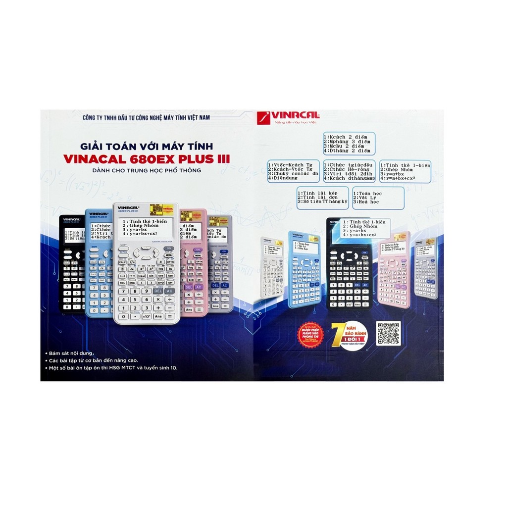 BẢNG CÔNG THỨC GIẢI TOÁN VỚI MÁY TÍNH VINACAL 680EX PLUS I-II-III