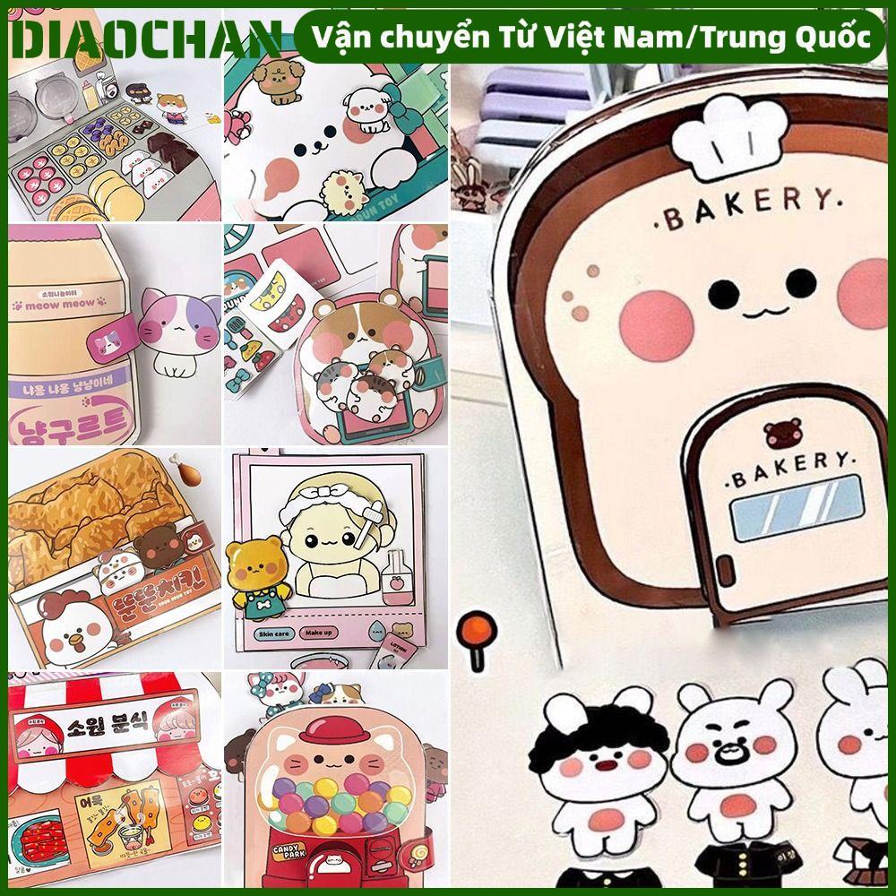 OMXILOYI Waffle Quiet Book, Paper Bread Cartoon Busy Book, DIY Fried Chicken Convenience Store Trò c