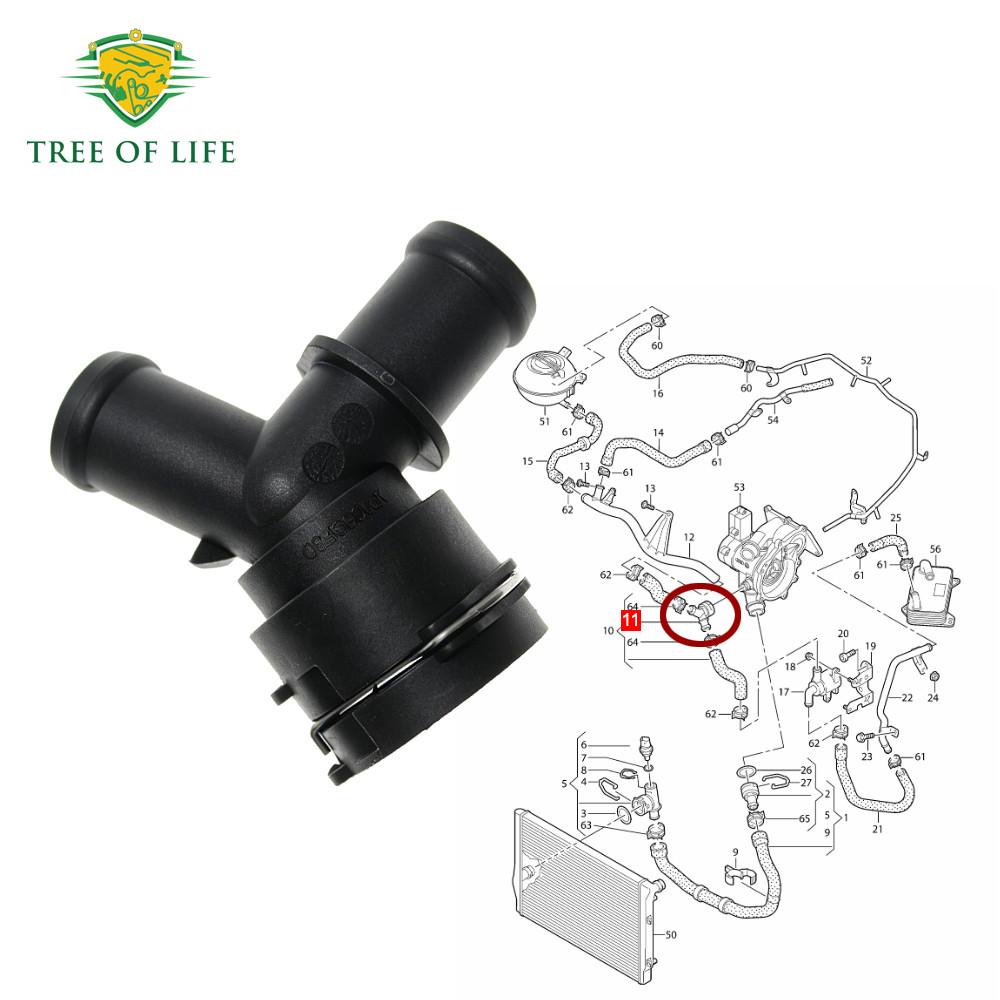 Đầu nối nhanh ống làm mát cho Skoda Octavia III 5E SEAT Leon III 5F 2.0T 2013-2020 5Q0 122 291 AB 5Q