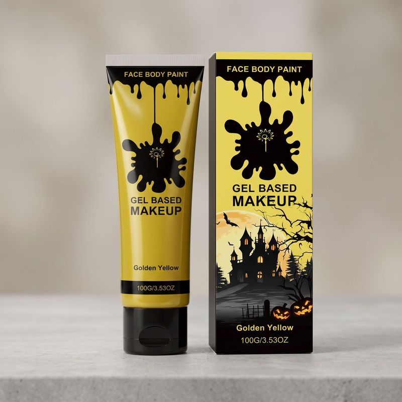 Hàng sẵn có Halloween Body Paint (Vàng) Tạo Halloween Shiny Makeup Silky Coloring Easy Push Off Pain