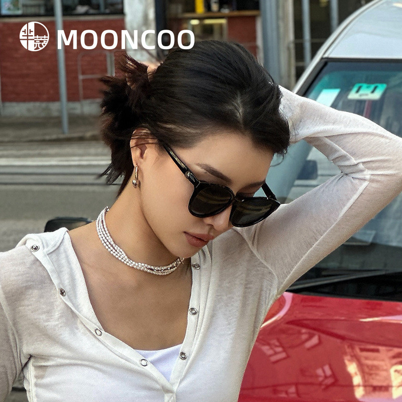 OOKF MOONCOO New polarized sunglasses for women, fashionable large-frame round-face sunglasses, UV p