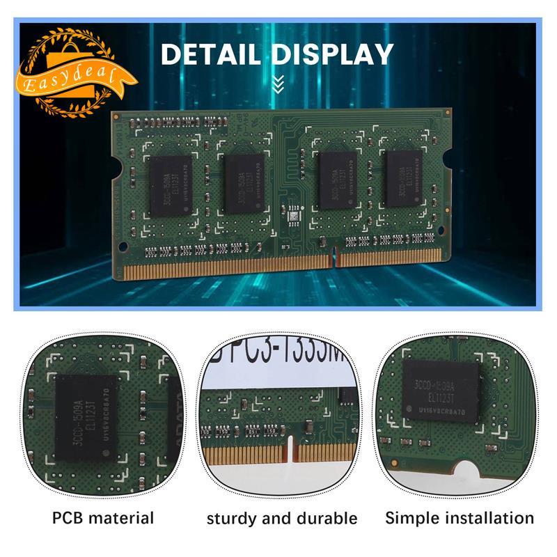 DDR3 2GB SODIMM Ram Memory 1RX8 PC3-10600S 1333Mhz Laptop Ram Memory 204Pin 1.5V Mô-đun bộ nhớ máy t