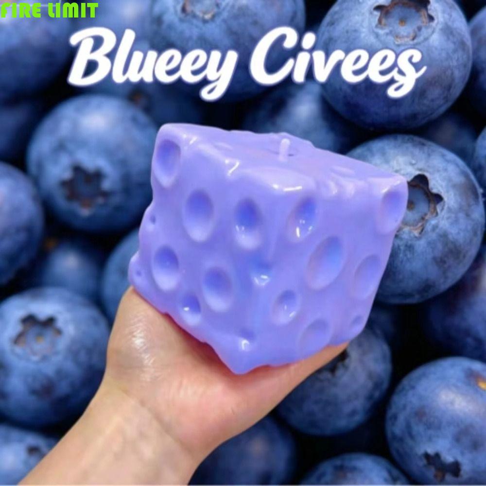 FIRE LIMIT Cheese Cube Ball, Square Super Soft Blueberry Cheese Squishy, Creative Pinch Shapeable No