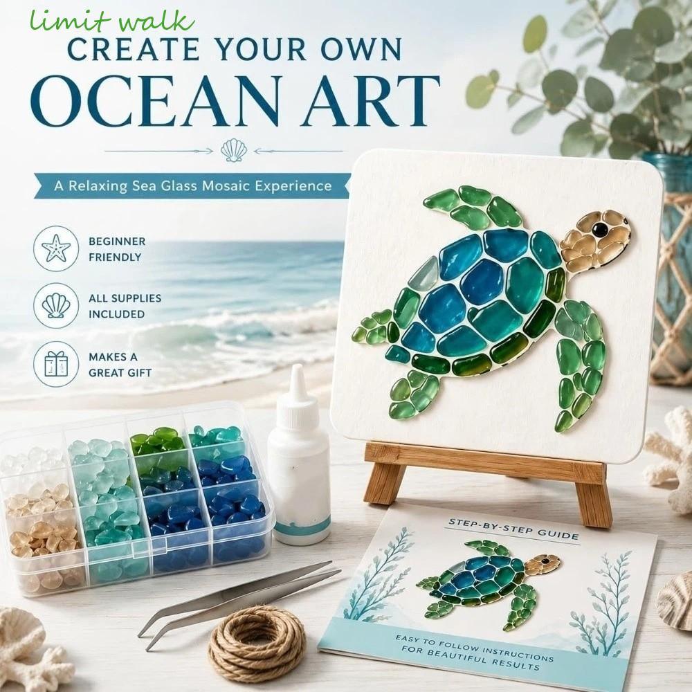 LIMIT WALK Glass Khảm Craft Set, Ocean Inspired Sea Creature Ocean DIY Sea Glass Art Kit, Giáo dục v