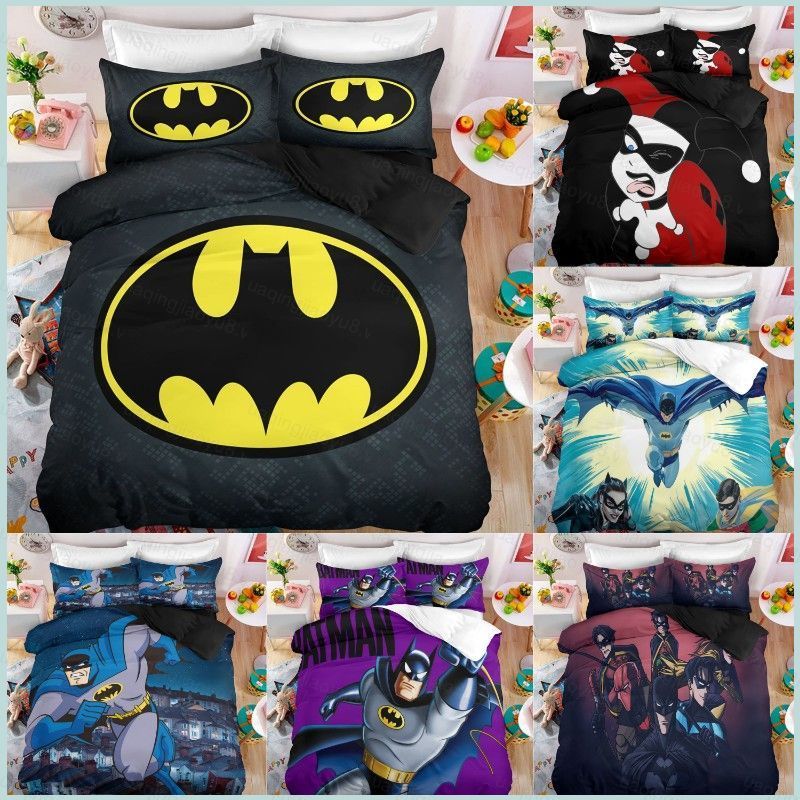 HQ8 DC Batman 3in1 Bộ Chăn Ga Gối Chăn Ga Gối Phòng Ngủ Có Thể Giặt Ký Túc Xá Phù Hợp Với