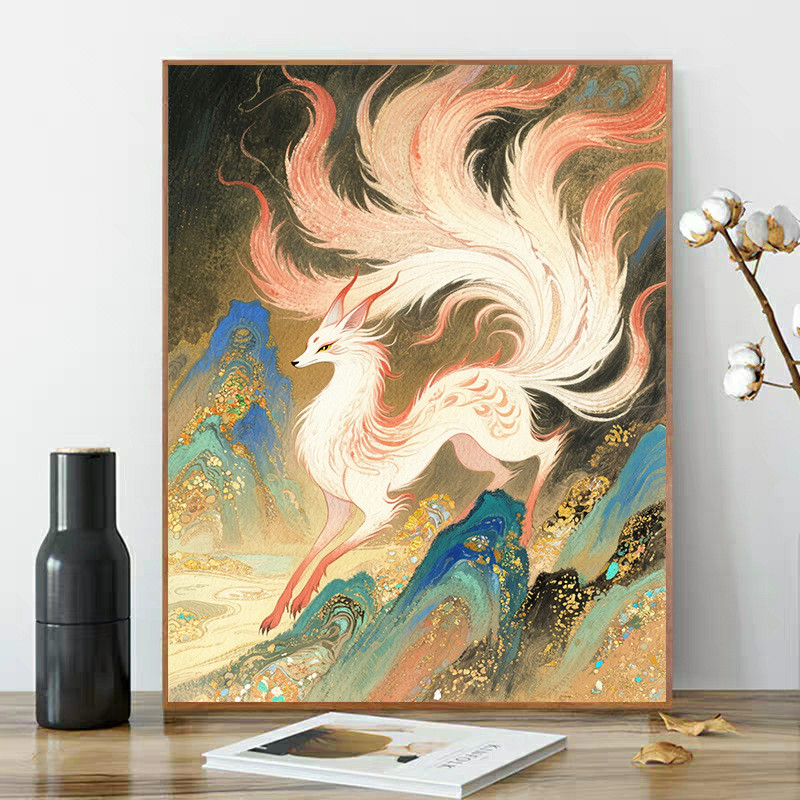 Bán chạy-Mountain Sea Classic Nine-Tailed Fox Diamond Painting Material Package Hand-Stick Diamond P