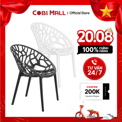 Ghế nhựa đúc cao cấp Crystal - Cobihome (đen, trắng, xanh, hồng)