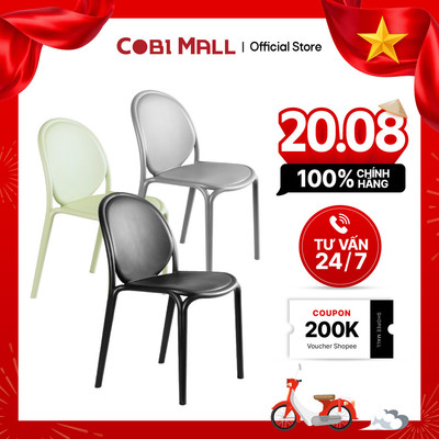 Ghế Cafe Nhựa Đúc Phong Cách Bắc Âu Chịu Lực Tốt Màu Trắng - Cobi Home