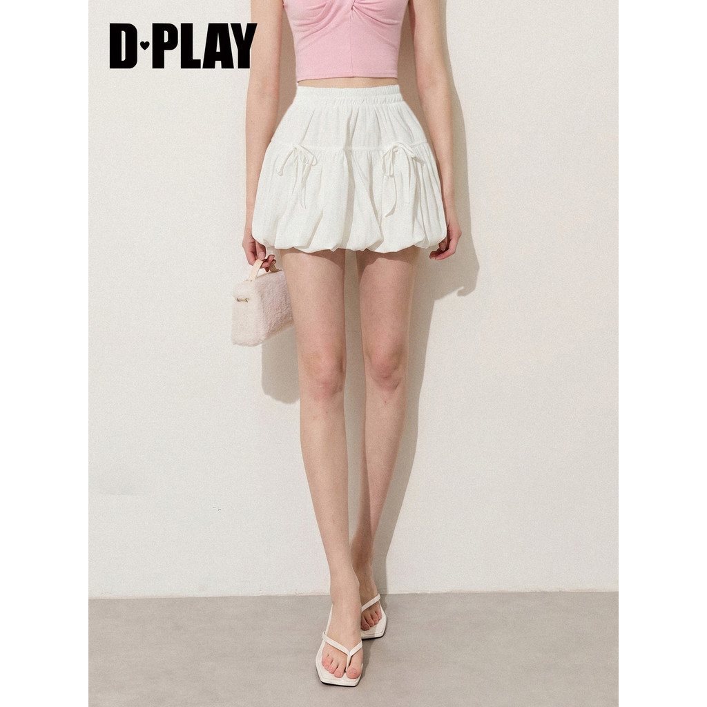 DPLAY [Huipin] Váy Trắng Nơ Nữ Váy Ngắn Hoa Bud Váy Ballet Puff Váy Mùa Hè 2026