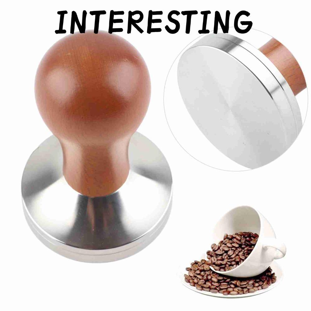 Thợ cắt cà phê Espresso INTERESTING, Đế phẳng 58mm Tay cầm bằng gỗ Cà phê, Dụng cụ Barista chuyên ng