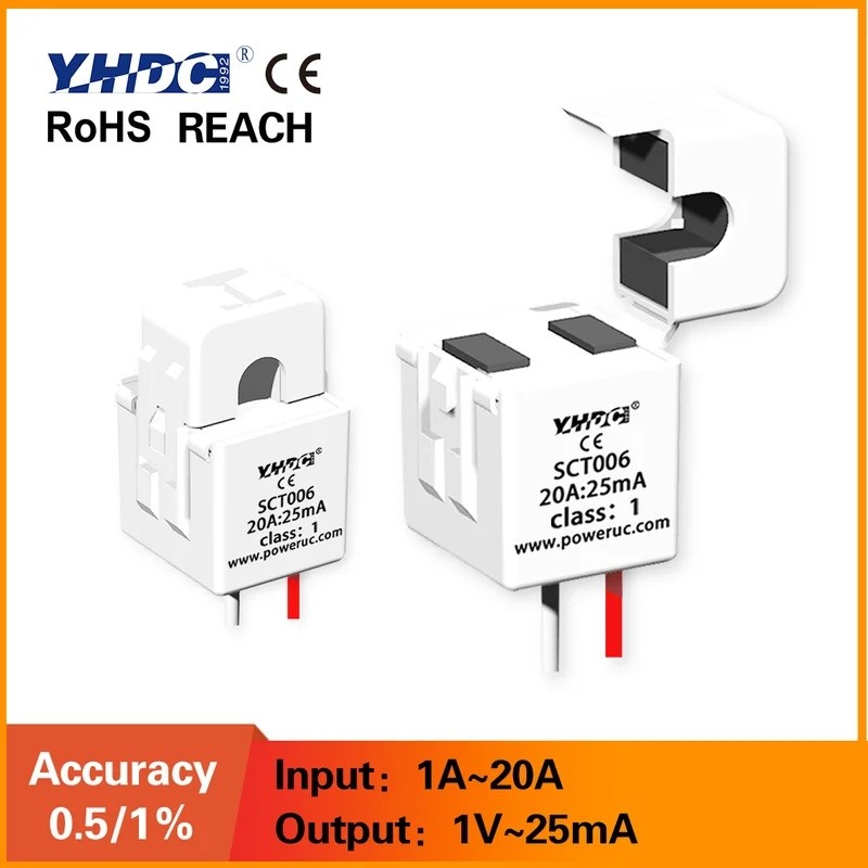 Máy biến áp dòng điện lõi chia YHDC SCT006 Đầu vào định mức 1A / 5A / 10A / 20A Đầu ra 1mA / 2.5mA /