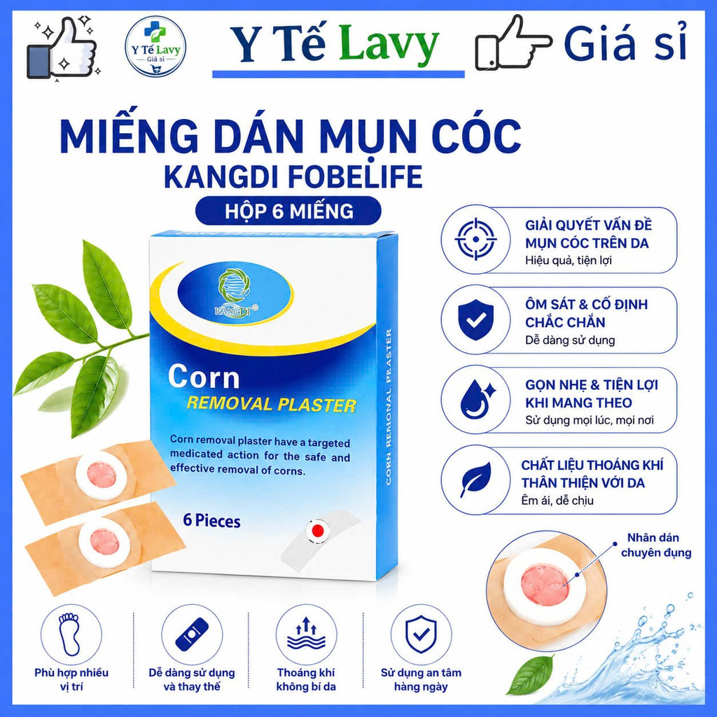 Miếng dán mụn cóc Kangdi Fobelife (HỘP 6 miếng) Y TẾ LAVY GIÁ SỈ