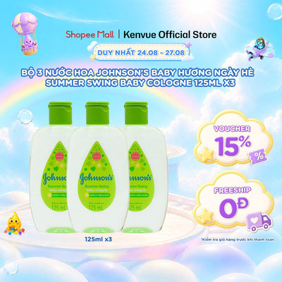 Combo 3 Chai Nước Hoa Cho Bé Johnson's Baby Cologne Hương Ngày Hè Summer Swing Baby Cologne 125ml