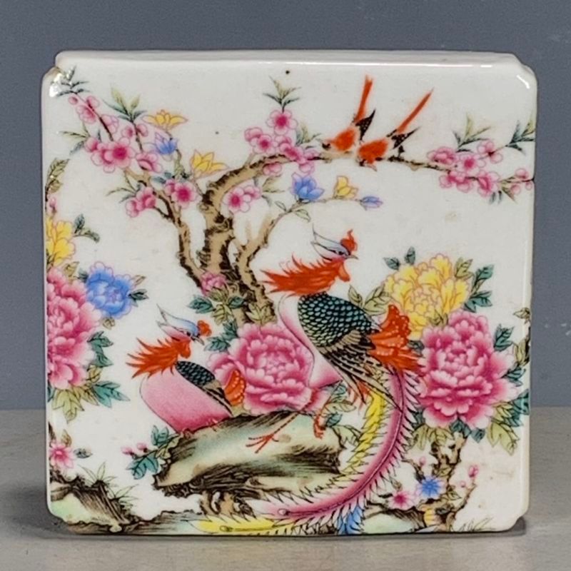 Wenwan Antique Porcelain Magazine Pick-up Pastel Phoenix Pattern Inkstone Table 8.22