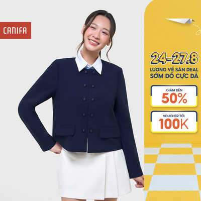 Áo khoác nữ CANIFA dài tay cổ tròn cài cúc 6OT25W014