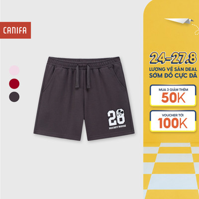 Quần short unisex trẻ em CANIFA ống suông chất cotton USA mềm mại thấm hút in họa tiết 3BS26S002
