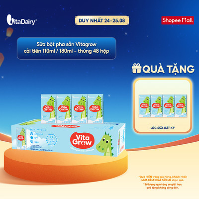 [THÙNG 48 HỘP] Sữa uống dinh dưỡng Vitagrow cải tiến 110ml/180ml - Bổ sung năng lượng, Thơm ngon dễ uống