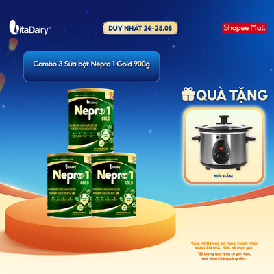 [COMBO 3 LON] Sữa bột Nepro 1 Gold - Phù hợp chế độ dinh dưỡng đặc biệt (dành cho người tiểu đường) - Lon 900g