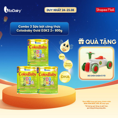 [COMBO 3 LON] Sữa bột ColosBaby D3K2 2+ cho trẻ trên 2 tuổi - Bổ sung dinh dưỡng, hỗ trợ đề kháng - Lon 800g