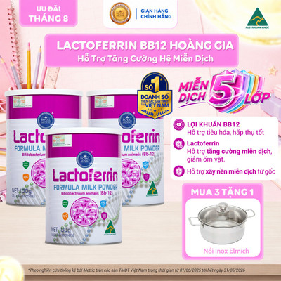Combo 3 Hộp Lactoferrin Hoàng Gia ROYAL AUSNZ Lactoferrin Hồng BB12, Hỗ Trợ Tăng Đề Kháng, Miễn Dịch Cho Bé 100g
