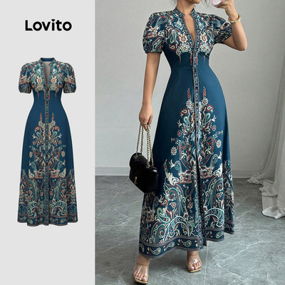 Đầm Lovito cổ điển đường may tạo phom mùa xuân/hè cho nữ LK4LD289