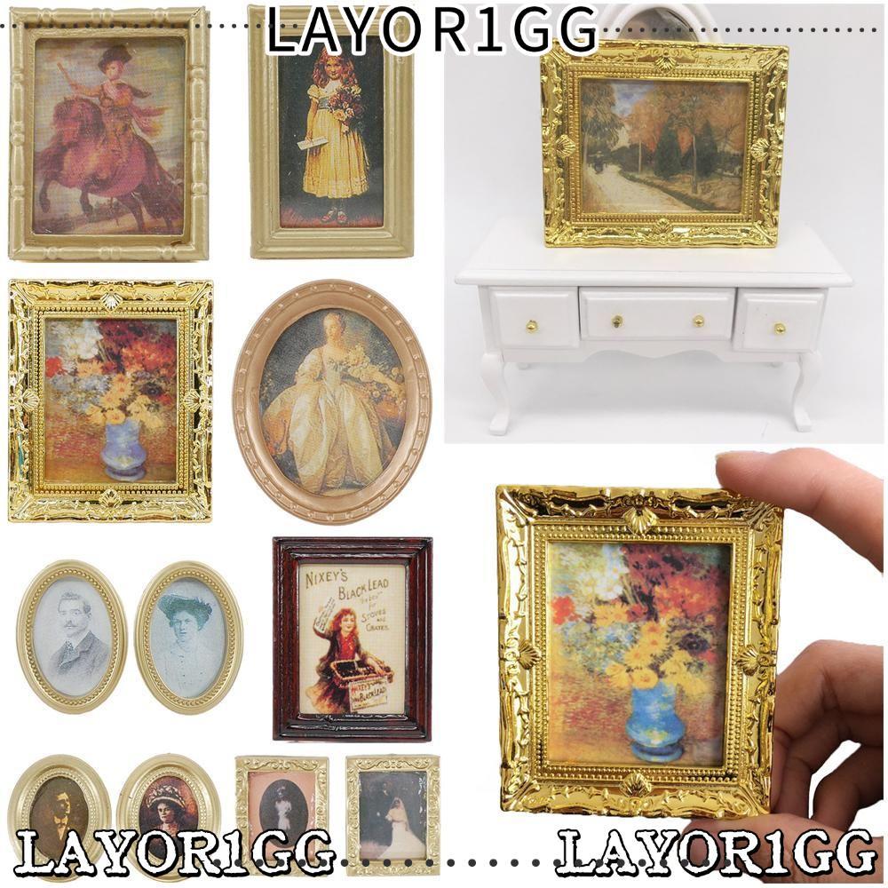 LAYOR1GG Thu Nhỏ Tranh Sơn Dầu Nhựa Thủ Công Phụ Kiện Búp Bê Nhà Chơi Hình Ảnh Mini