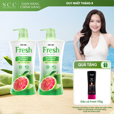 Combo 2 Dầu Gội FRESH Thiên Nhiên Giảm Gãy Rụng Tinh Dầu Bưởi 650g/chai
