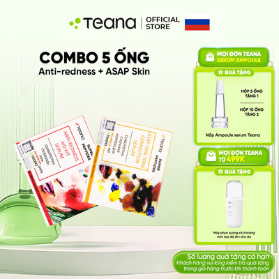 Combo Serum PEPTIDES TEANA Anti-redness & ASAP giải cứu phục hồi làn da, giảm thâm mụn 2ml (5 ống/10 ống)