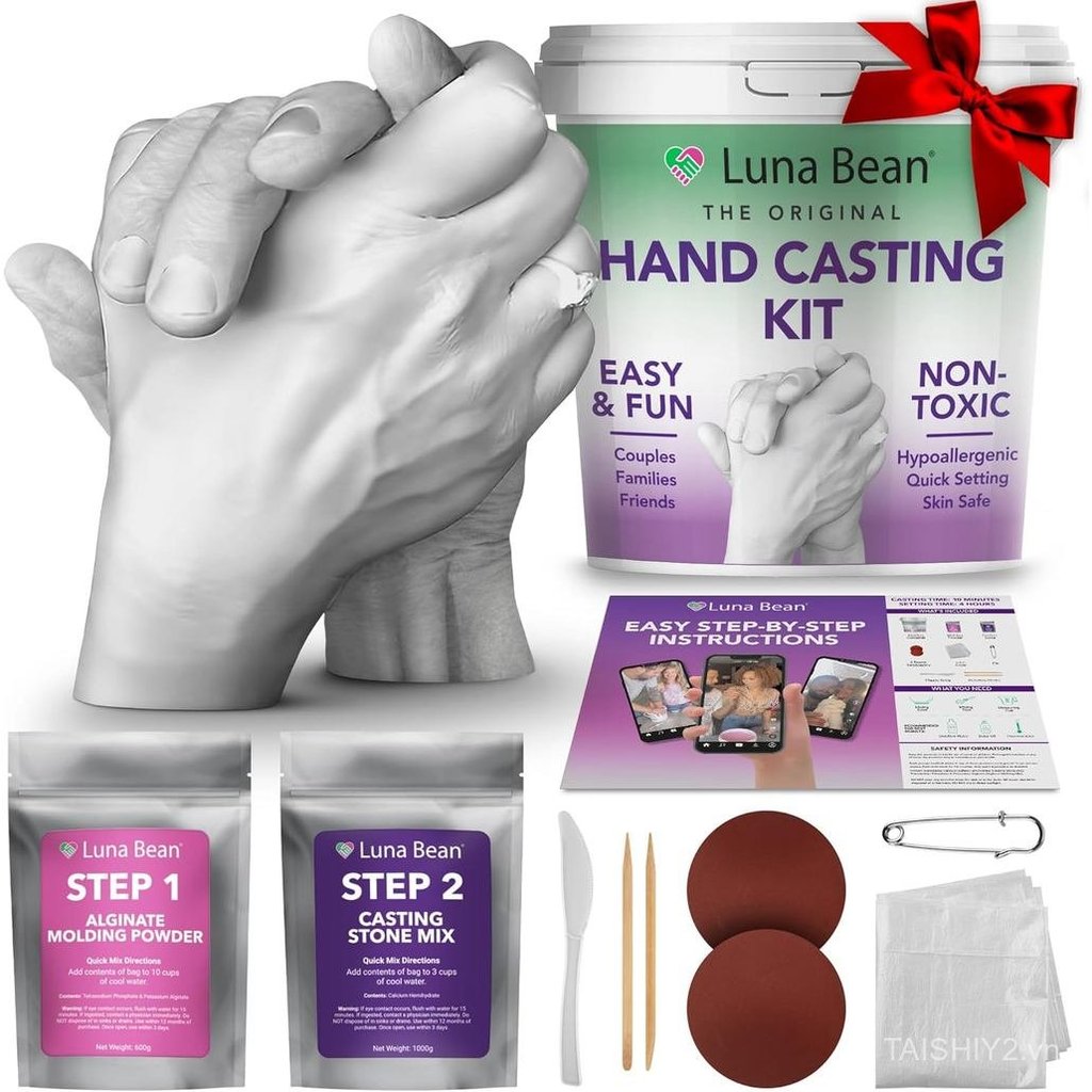 Luna Bean Hand Casting Kit – The Original Hand Mold Kit for Couples – Gifts for Him and Her - Annive