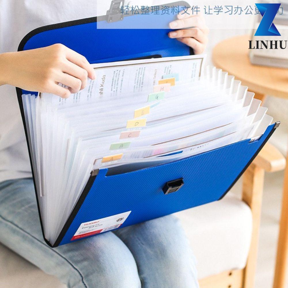 LINHU Document Organiser 13 Pocket Business Expanding File Briefcases Accordion Storage Wallet
