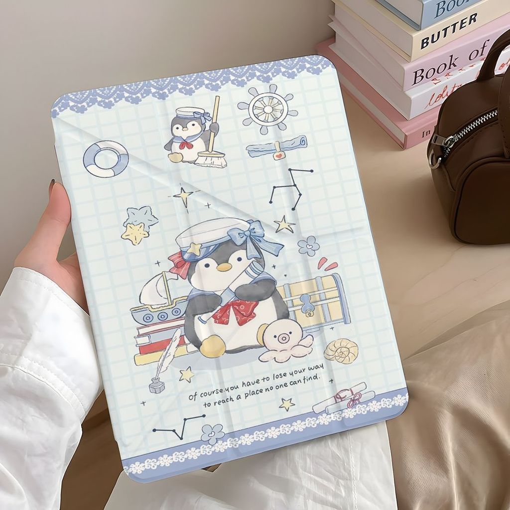 Thuyền trưởng penguin  Phù hợp với ốp bảo vệ iPad trong suốt kiểu Y, ốp bảo vệ máy tính