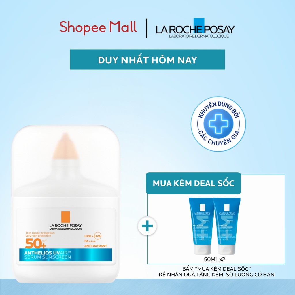 [MỚI] Chống nắng dạng Serum mỏng nhẹ kiềm dầu 16H, cấp ẩm 24H & chống bụi mịn La Roche-Posay Anthelios UVAIR SPF50+ 50ml