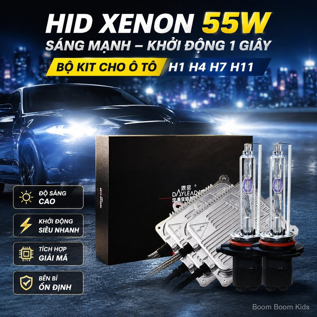 Bộ đèn Xenon HID 55W khởi động nhanh cho ô tô H1 H7 H4 H11, sáng chói