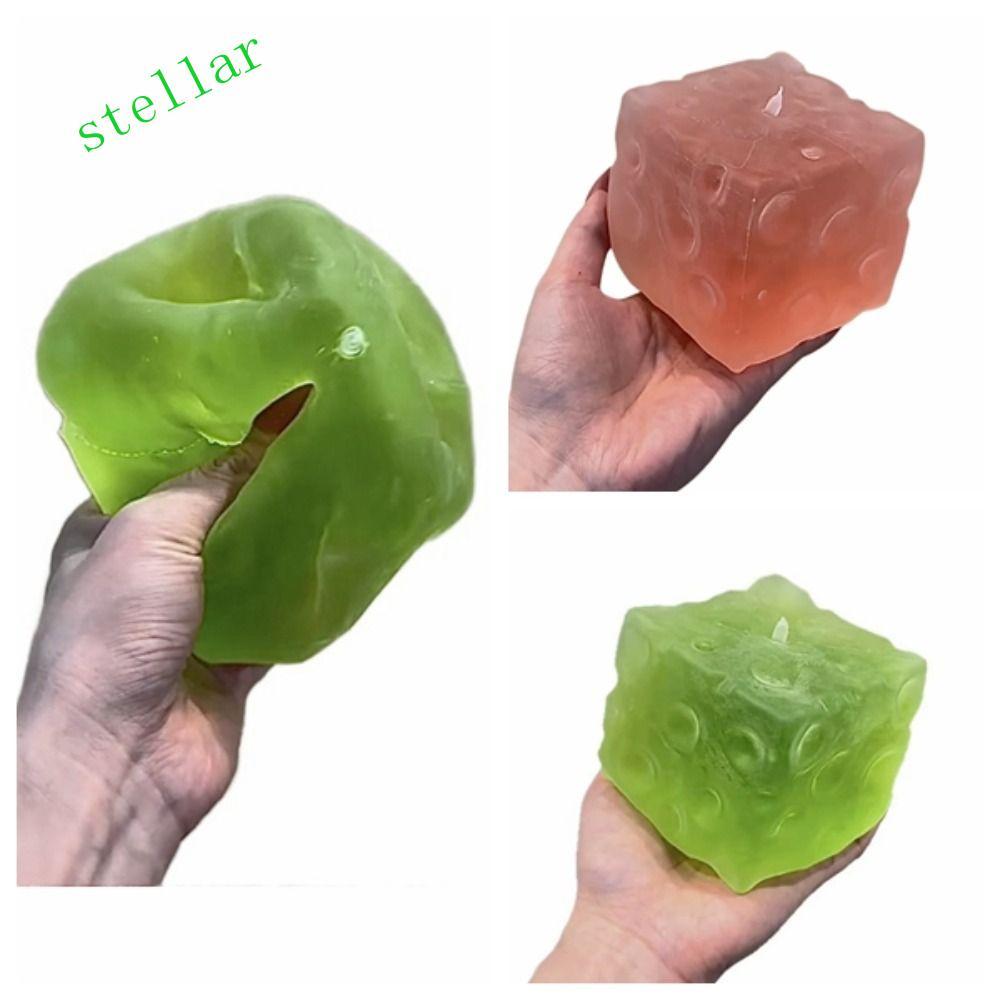 STELLARTECH Cheese Cube Ball, Frosted Matte Super Soft Cheese Squishy Toy, Creative Square Non-Bounc