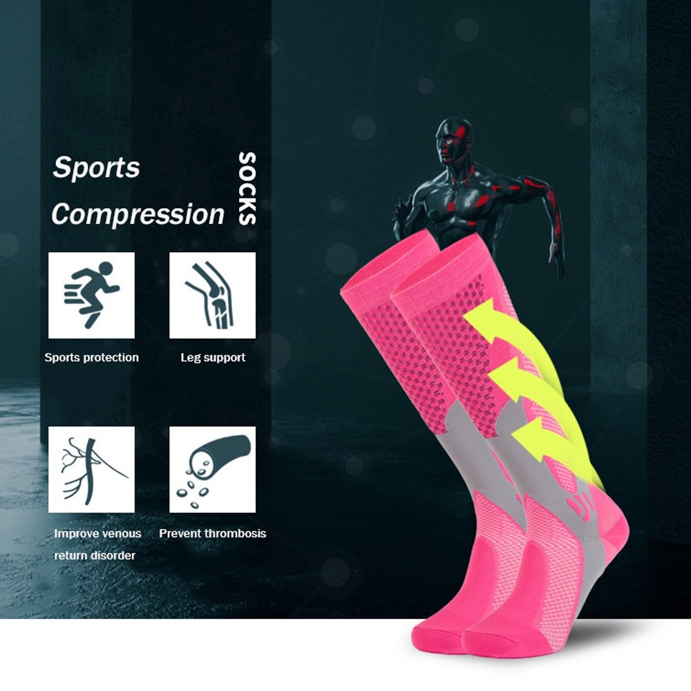 1Pair Compression Socks for Men Women 20-30mmhg Knee High Medical Support for Sports Nurses Circulat