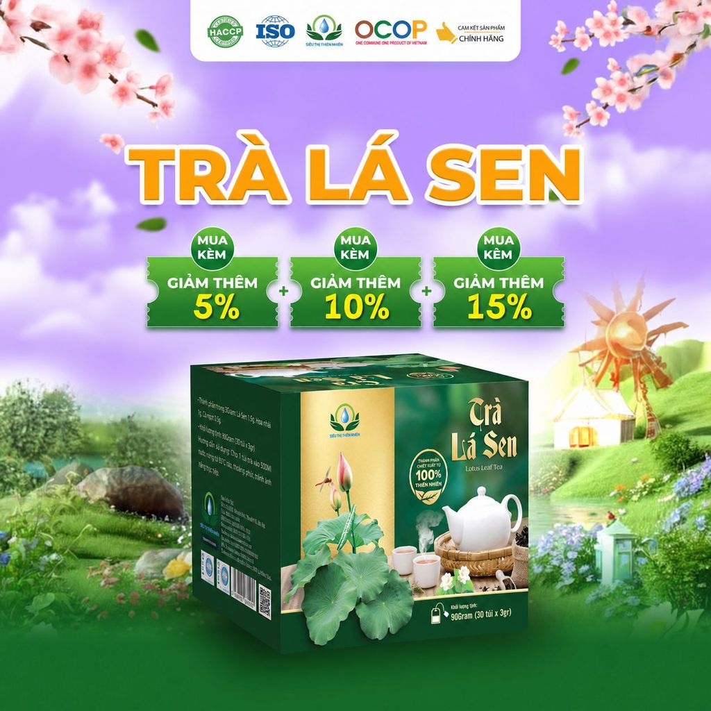 Trà Lá Sen Cỏ Ngọt Thanh Mát Cho Ngày Mới Thư Thái Hộp 30 Túi Lọc 90gram