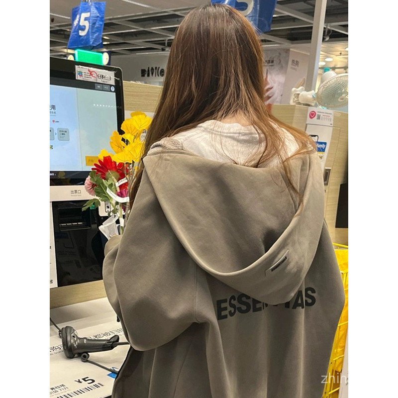 C CP7G FEAR OF GOD Double Line Essentials Letter Casual Sweatshirt FOG High Street Zipper Cardigan J