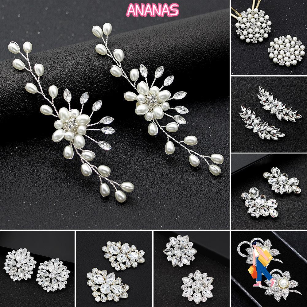 ANANAS 1 Kẹp Giày Kim Cương Giả Vuông Kẹp Nữ Cô Dâu Trang Trí Giày