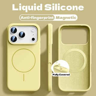 Ốp điện thoại mềm silicon từ tính mờ sang trọng chống vân tay cho iPhone 17 16 15 Pro Max 16plus air case 17pro silicone màu vàng