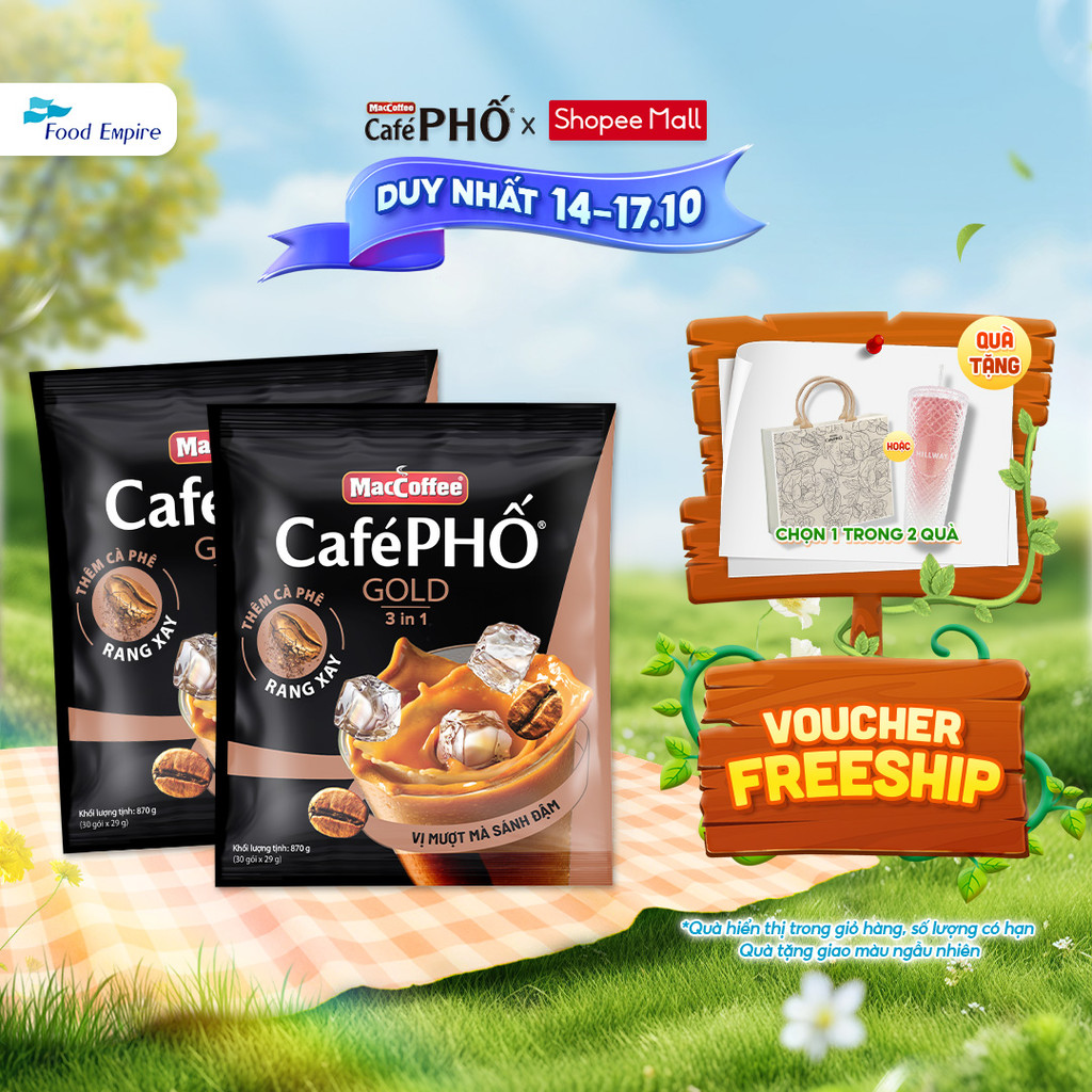 Combo 2 Túi Cà phê Phố GOLD Sữa Đá - MacCoffee (túi 30 gói x 29g)
