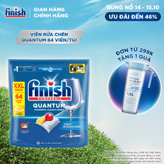 Viên Rửa Chén Bát Finish Powerball Quantum Powerful Clean & Shine 64 viên