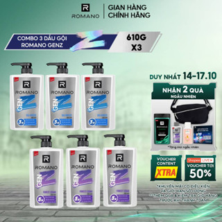 Combo 3 Dầu gội nam Romano Gen Z Hương Sea Breeze/ Forest Cedar 610g/ chai - 2 mùi hương có sẵn