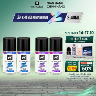[SẢN PHẨM MỚI] Combo 2 Lăn khử mùi nam ngăn vệt ố vàng Romano Gen Z ( 40ml x 2 )
