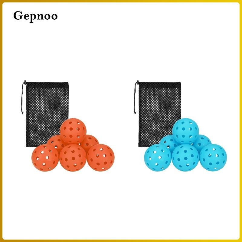 Gepnoo - 6x Quả Bóng Pickleball Kích Thước Chuẩn, Phù Hợp Cho Giải Đấu Ngoài Trời