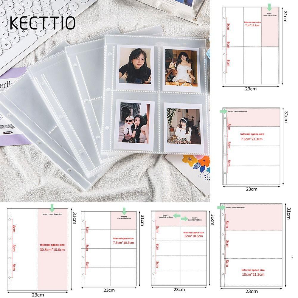 KECTTIO 10 Chiếc Kpop Photocard Binder Sheets, DIY Trong Suốt A4 Kpop Photocard Binder, Bền 4 Lỗ 4 V